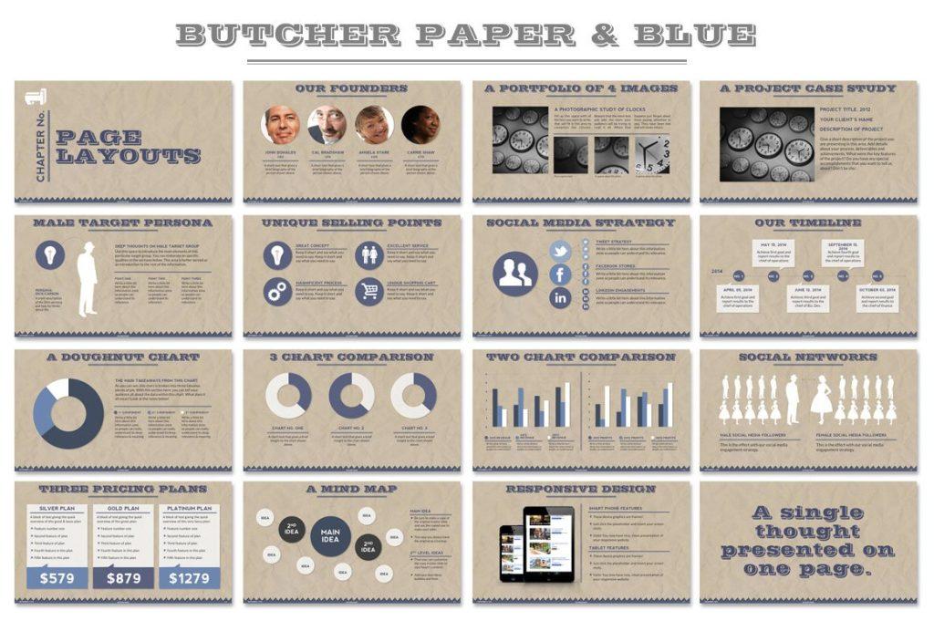 Butcher Paper is a multipurpose retro PowerPoint template for all types of presentations.