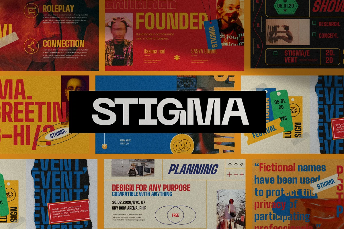 STIGMA is another retro magazine PowerPoint template on our list.