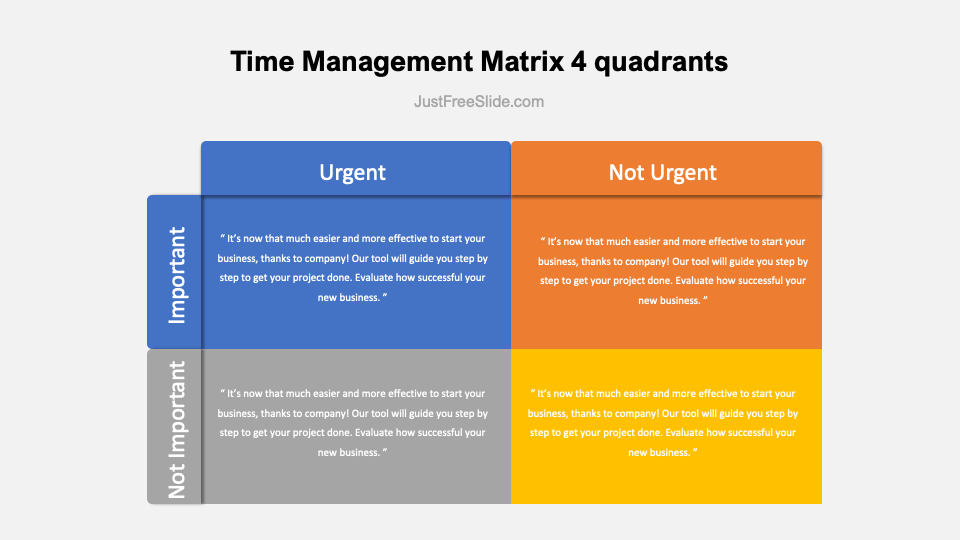 Time Management Matrix 4 quadrants PowerPoint template