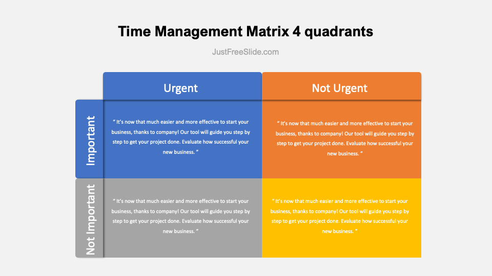 Time Management Matrix 4 Quadrants PowerPoint Template Just Free Slide