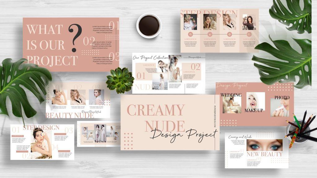 Preview of Creamy Nude Cute Pink Fashion Google Slides Template