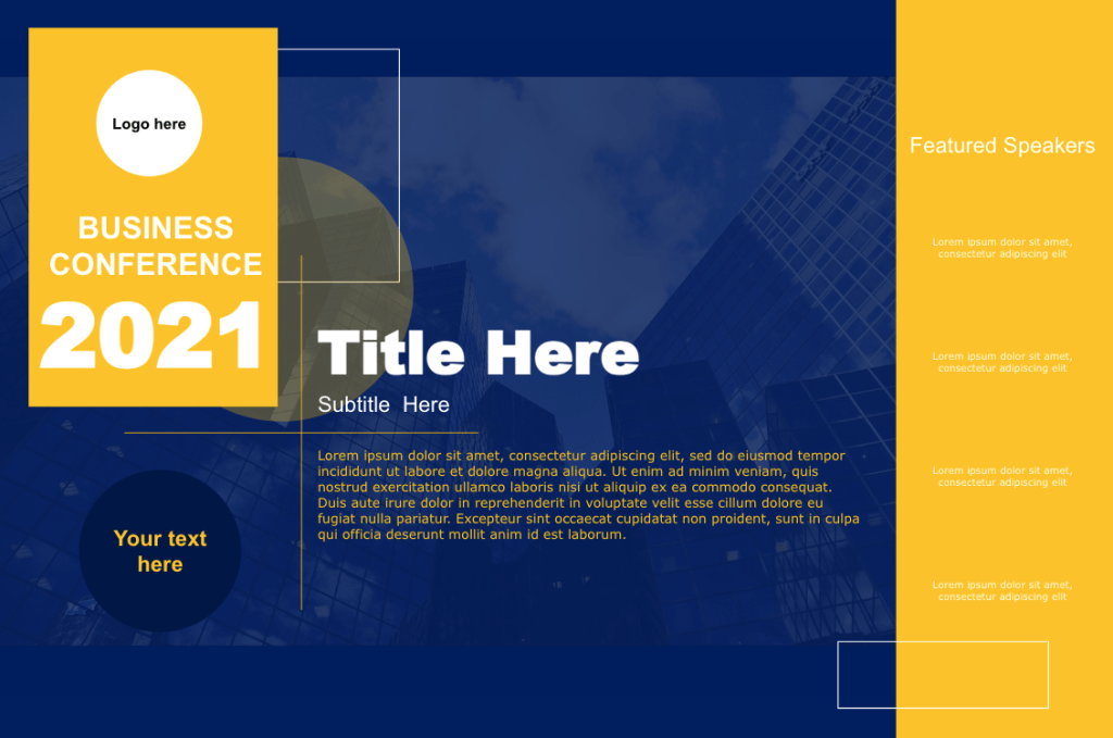 Blue and Yellow Google Slides Poster Template for business conference