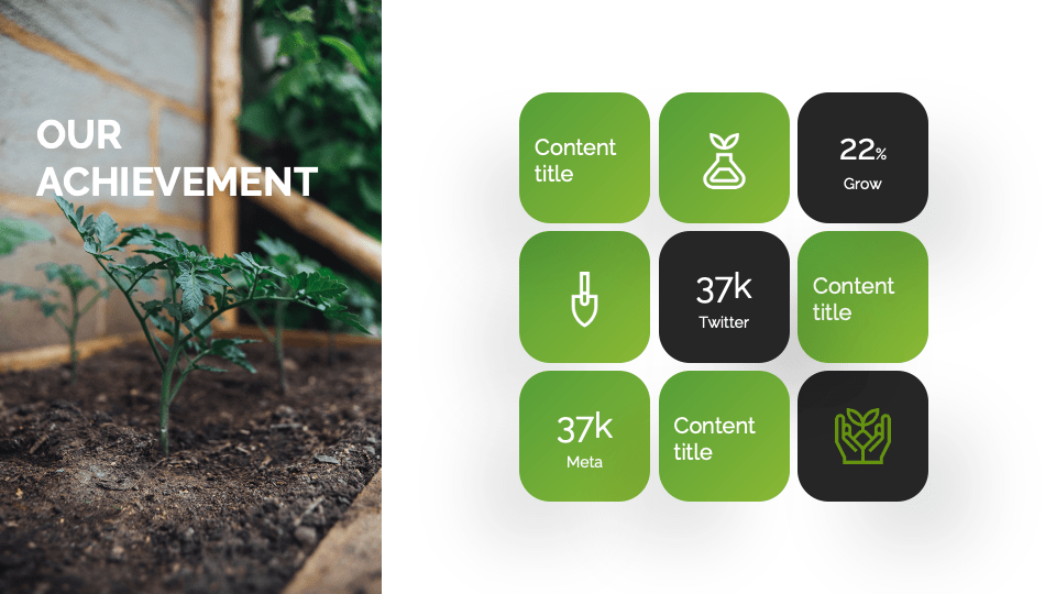 Our achievement slide of the Green Environment Presentation Template