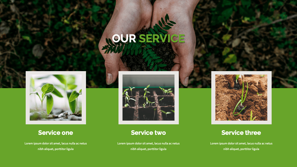 Our service slide of the Green Environment Presentation Template