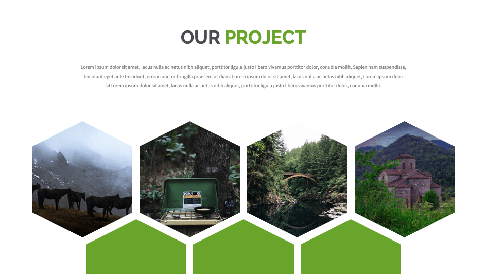 Hexagon project slide of the Green Environment Presentation Template