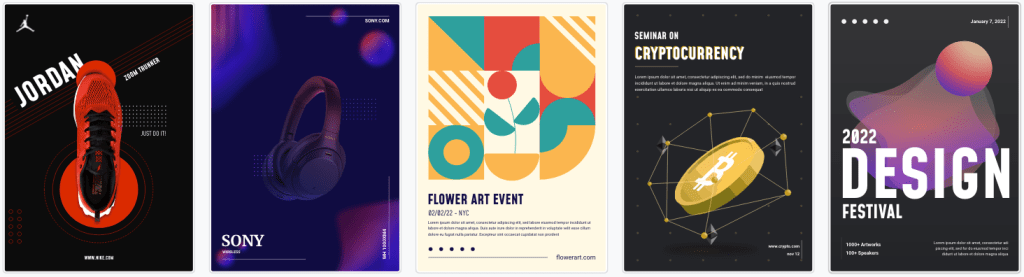 Modern Poster Design Google Slides Template for product, art event,cryptocurrency,design festival