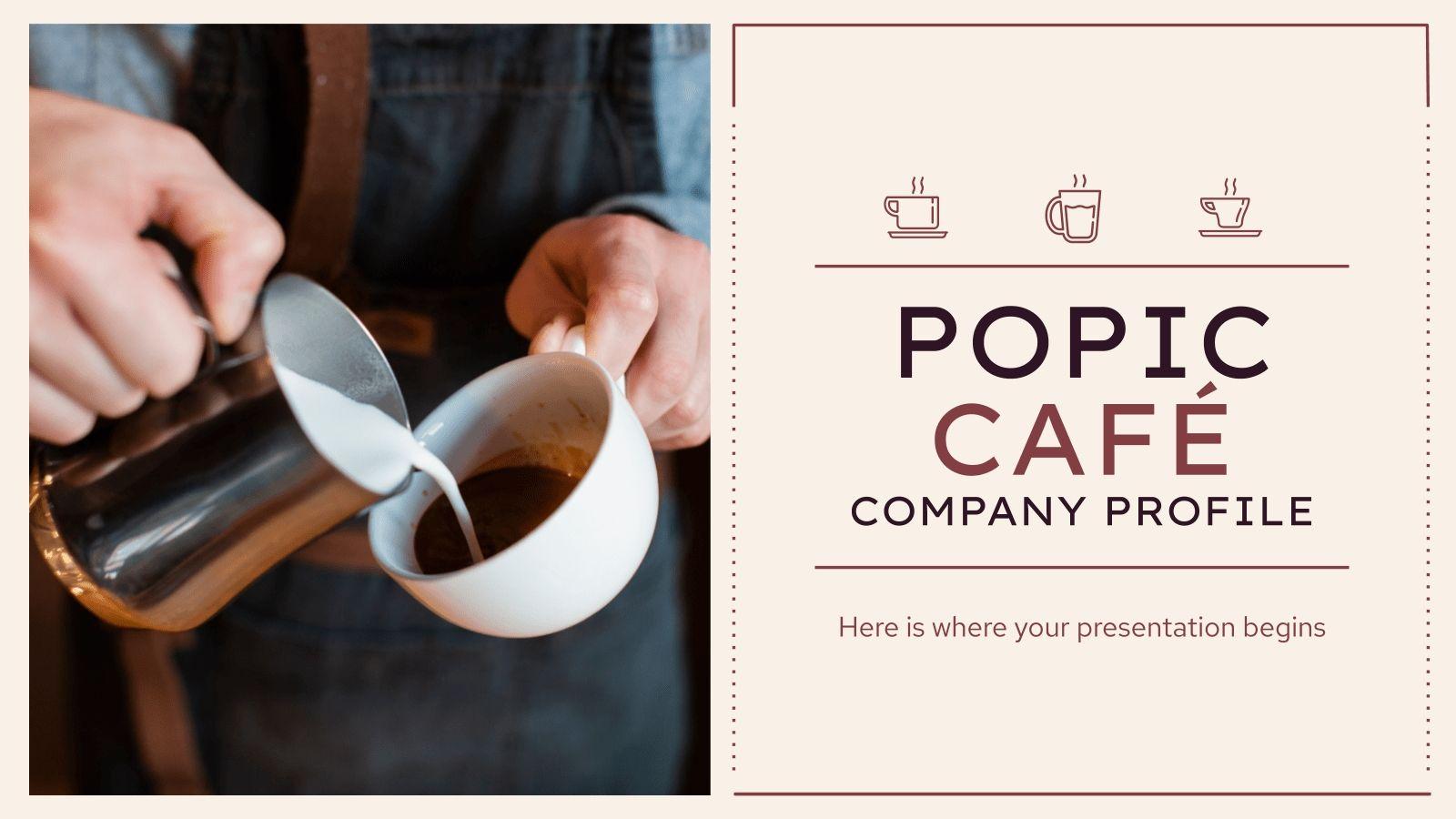 This is a screenshot of Popic Café Company Business Plan PowerPoint and Google Slides Template
