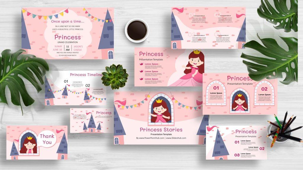 Screenshot of Princess Stories Cute Pink Google Slides Template