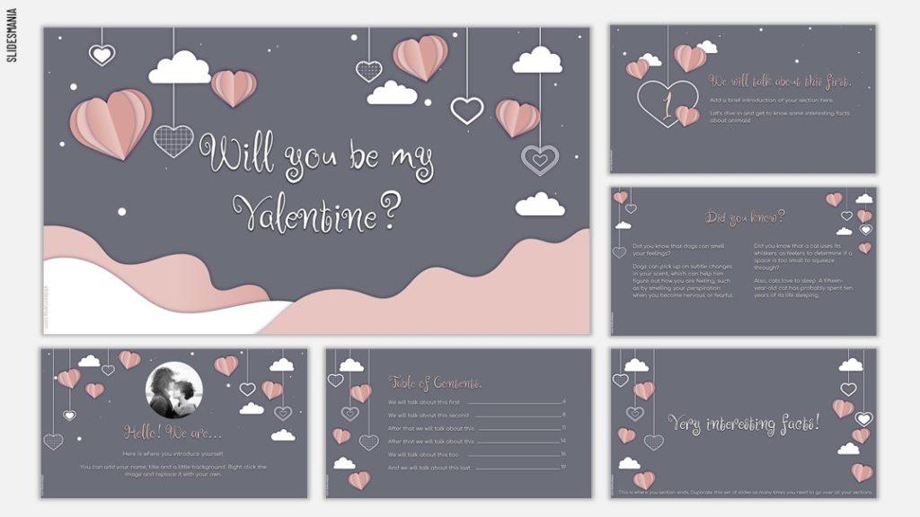 Preview of Happy Valentine’s day Google Slides Template (Dark Background)