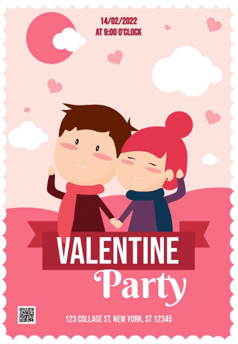 Use this pretty Google Slides poster template to promote your Valentine's party.