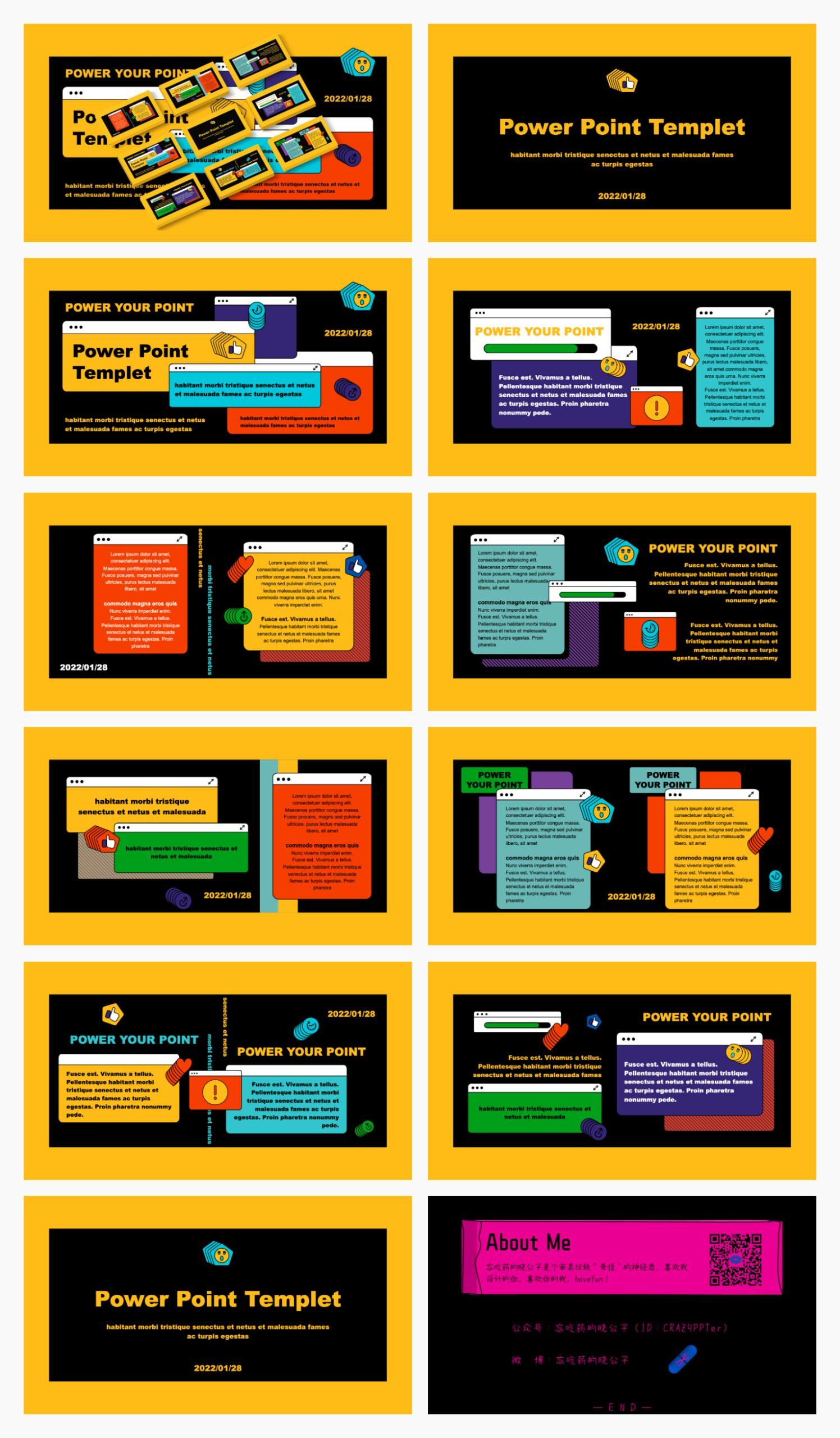 Screenshot of Yellow Retro PowerPoint Template