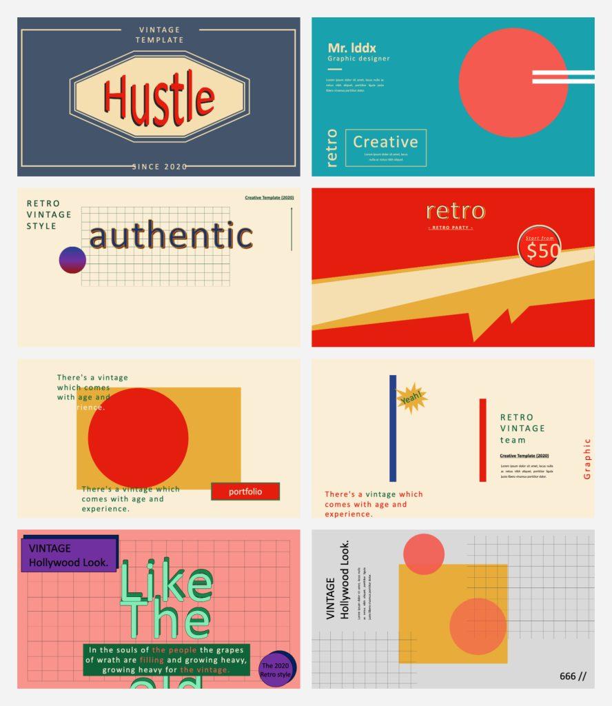 This is a preview of the Hustle Vintage Presentation Template (Free Sample)