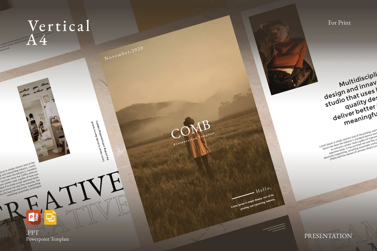 Preview of Comb A4 Proposal Vertical Google Slides Template