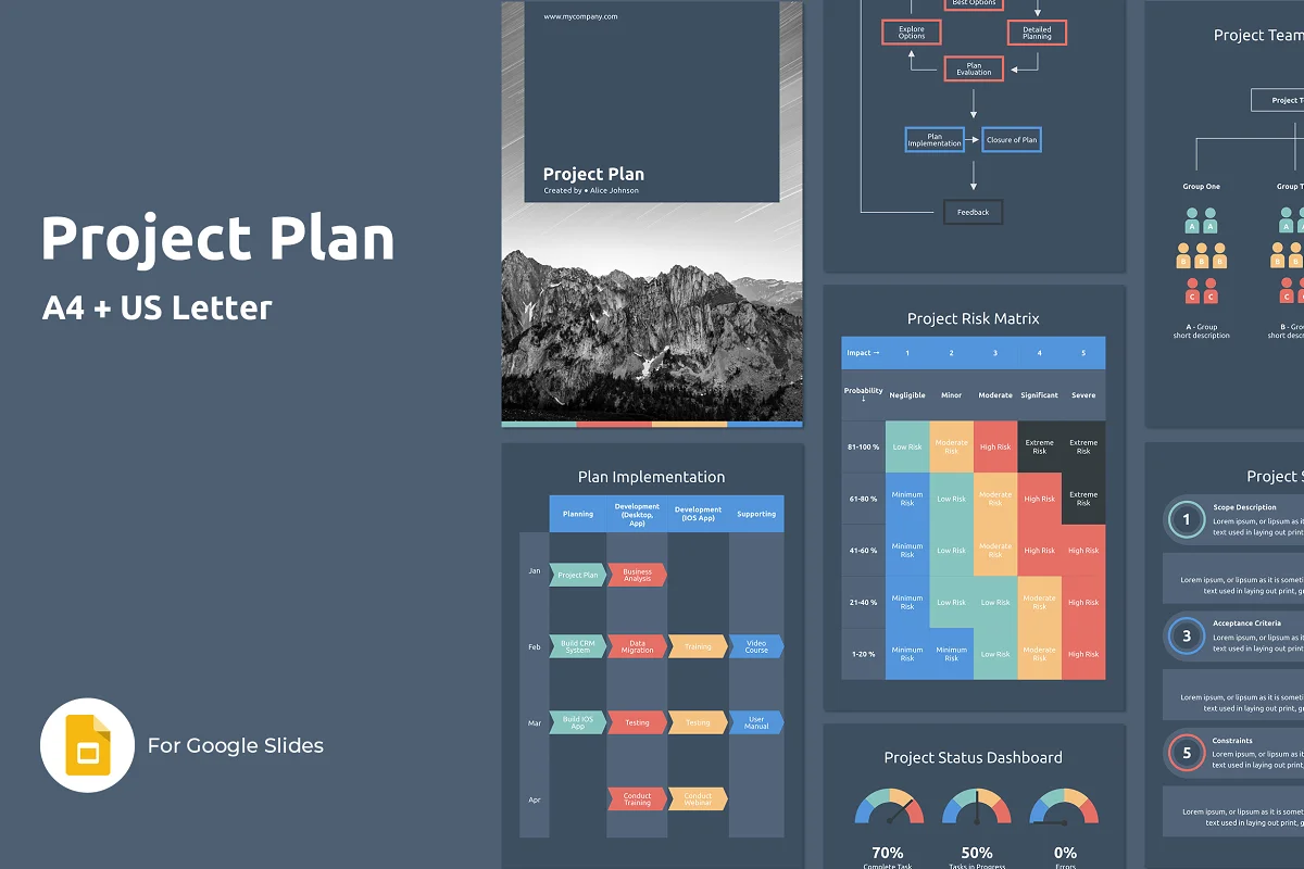 Preview of Vertical Project Plan Google Slides template