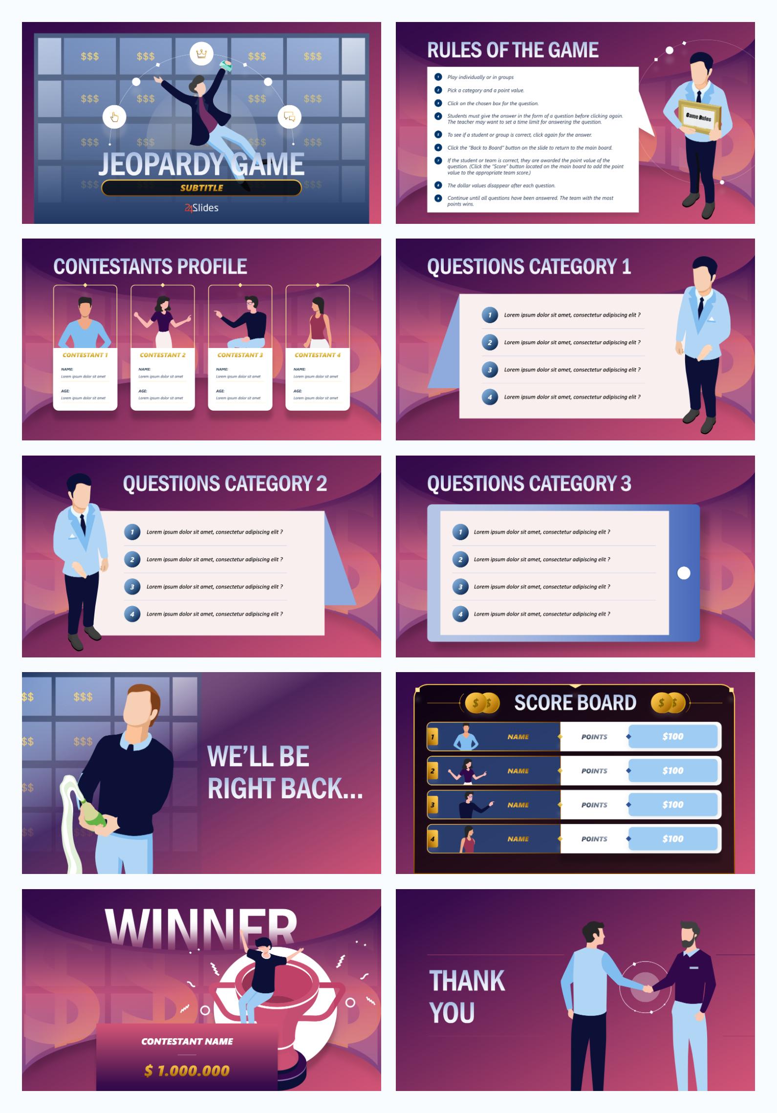 Preview of Jeopardy Game Google Slides Template