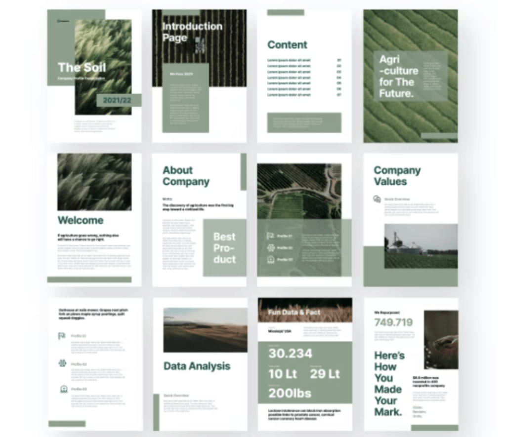 Screenshot of The Soil - Food Business A4 Vertical Google Slides Template