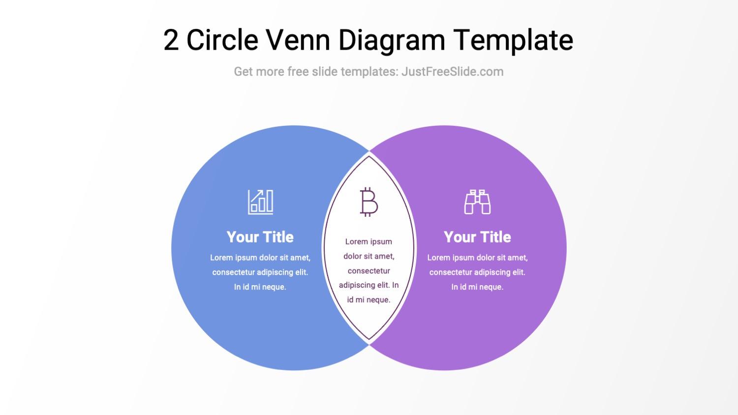 2 Circle Venn Diagram PPT template and Google Slides template