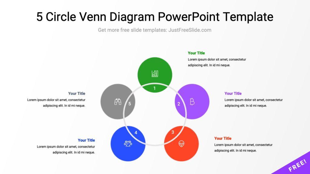 5 Circle Venn Diagram PowerPoint Template Just Free Slide