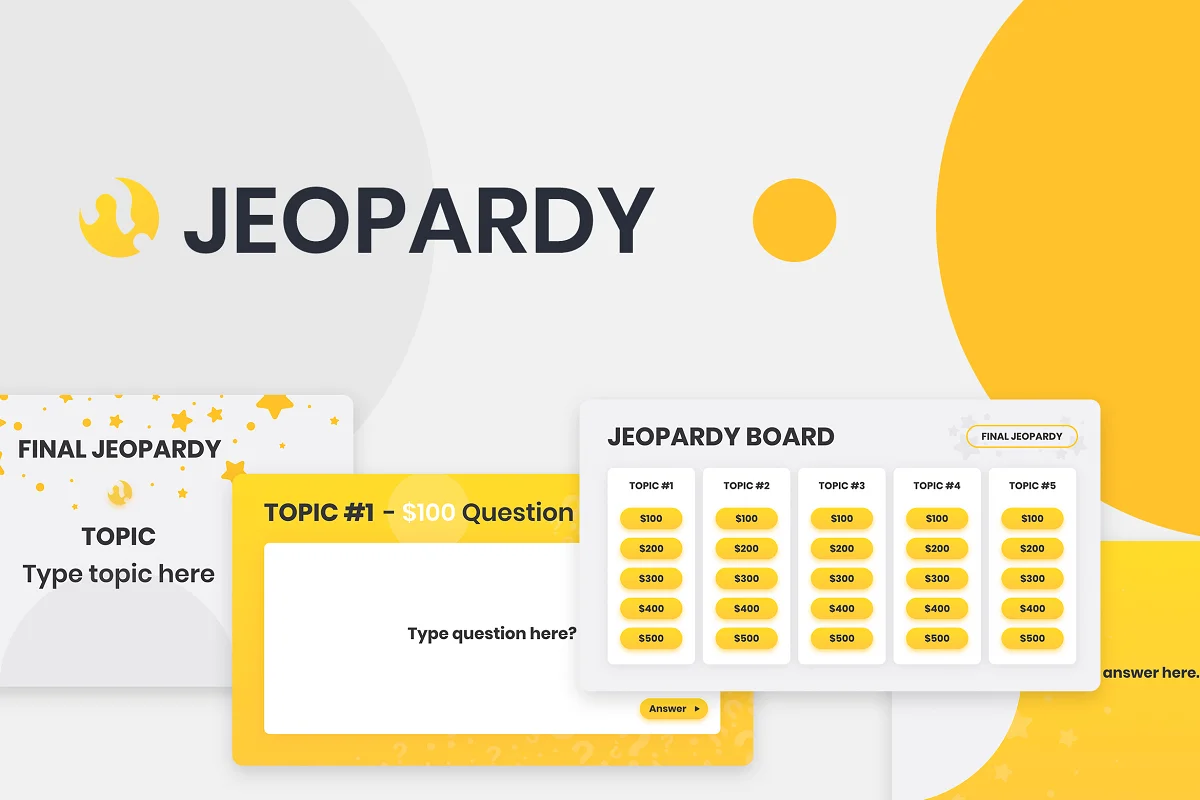 This is a preview of 5 Topic Jeopardy Google Slides