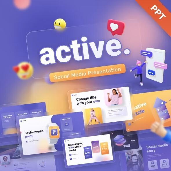 Preview of Active Social Media Creative Powerpoint Template