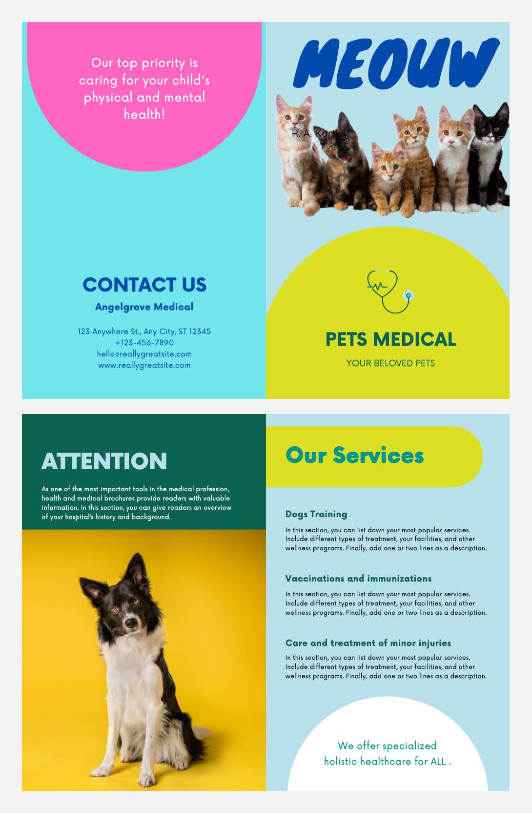 Preview of Bi Fold Pets Medical Leaflet Goolge Slides Template