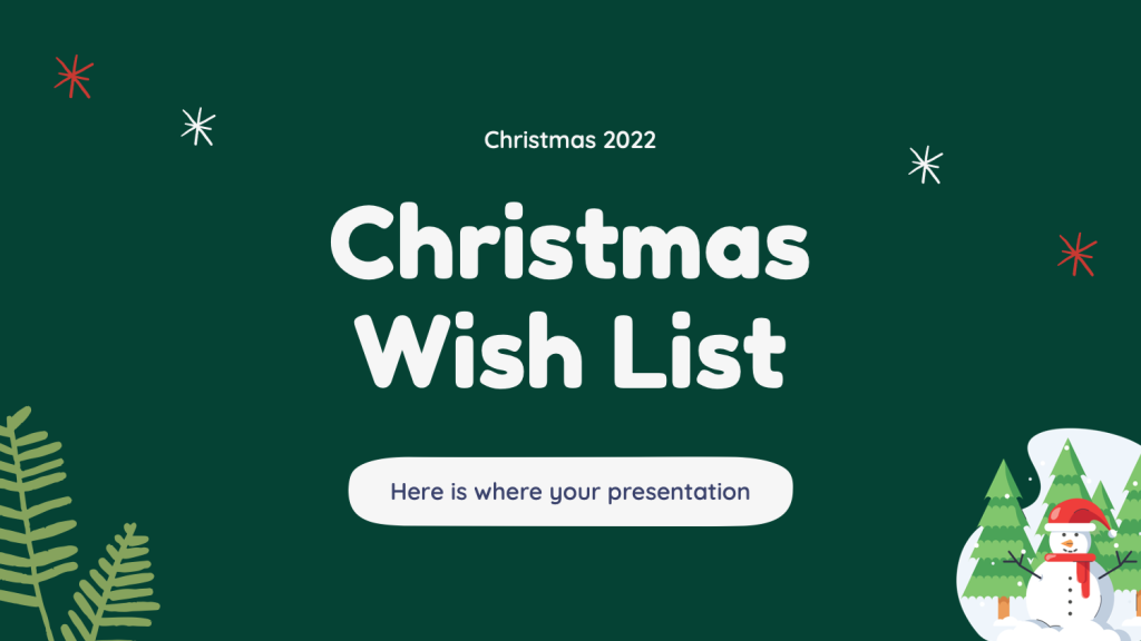 Preview of free Christmas List Presentation Template, our pick of best Christmas slides template for xmas list