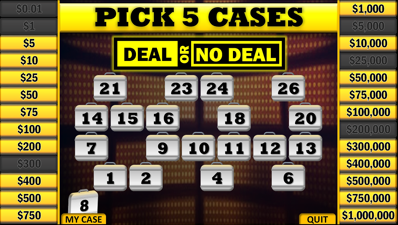 Preivew of Deal or No Deal PowerPoint game template