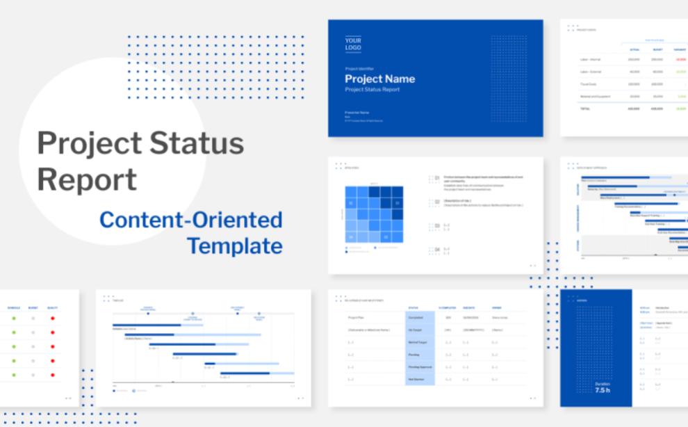 This is a srceenshot of Project Status Report PowerPoint template