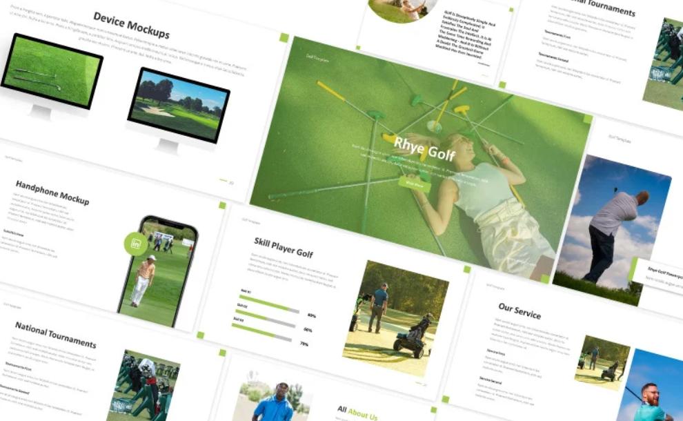 This ia a preview of Rhye Golf Powerpoint Template, our pick of Top 10 Choices For Splendid Presentations