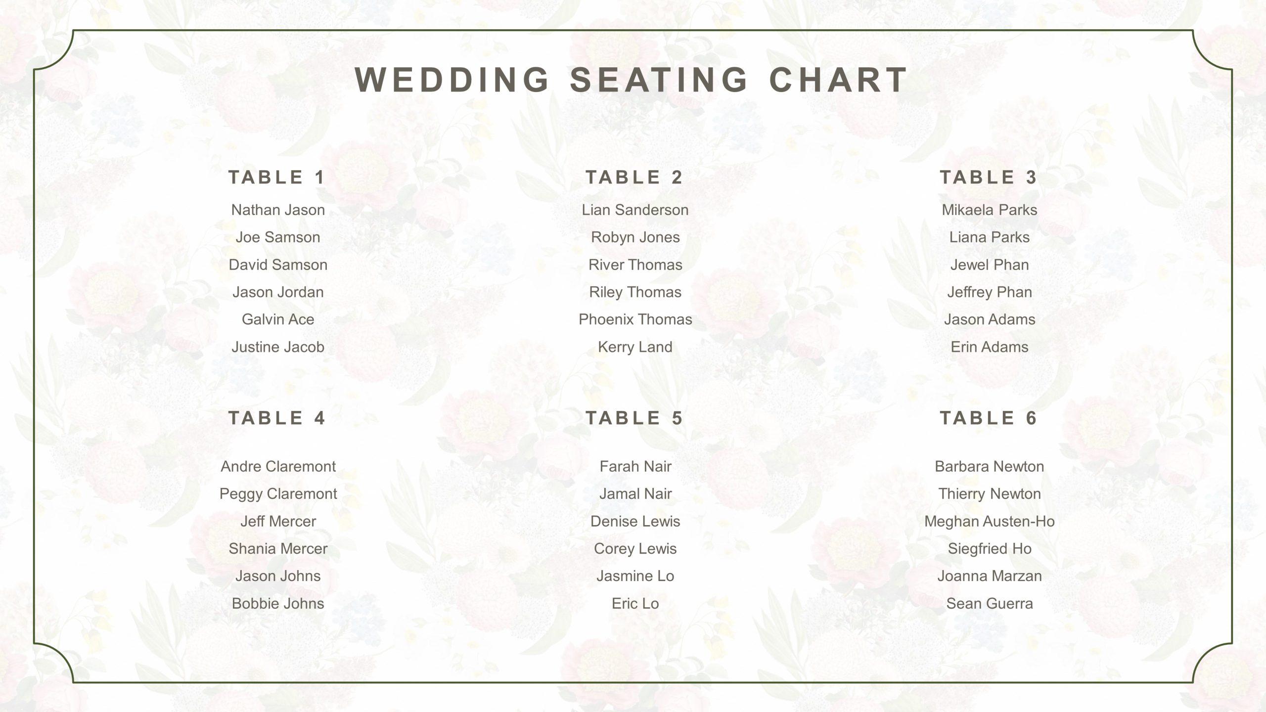 Wedding Seating Chart Template for Google Slides & PowerPoint