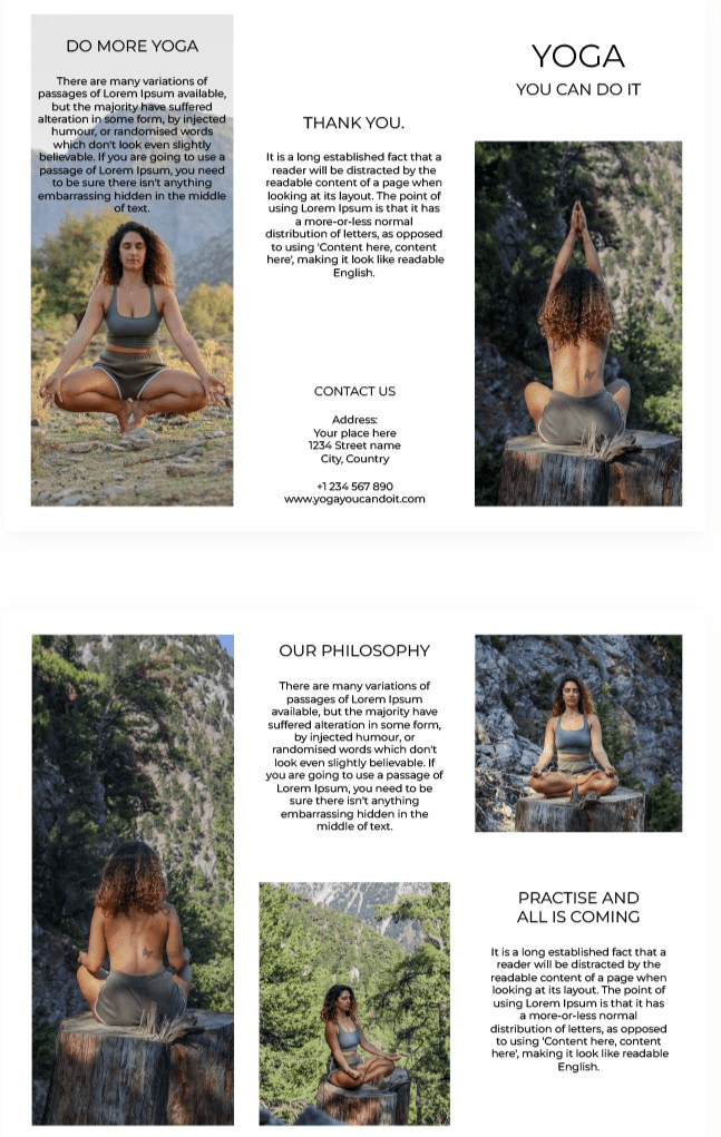 Preview of Trifold Yoga Leaflet Template for Google Slides