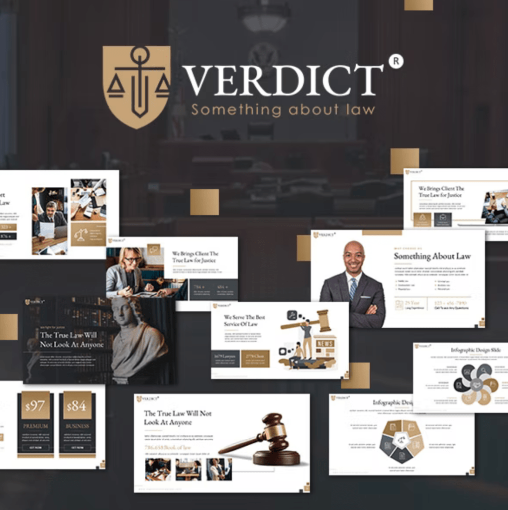 This is a preview of the Verdict Google Slides Template, our pick of the best multipurpose Google Slides Law Theme