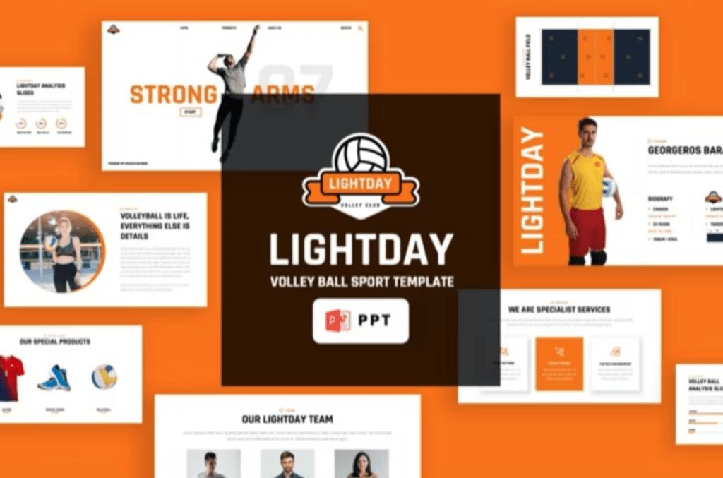 Preview of Volleyball Sport Powerpoint Template, our pick of the best sport PowerPoint templates for volleyball