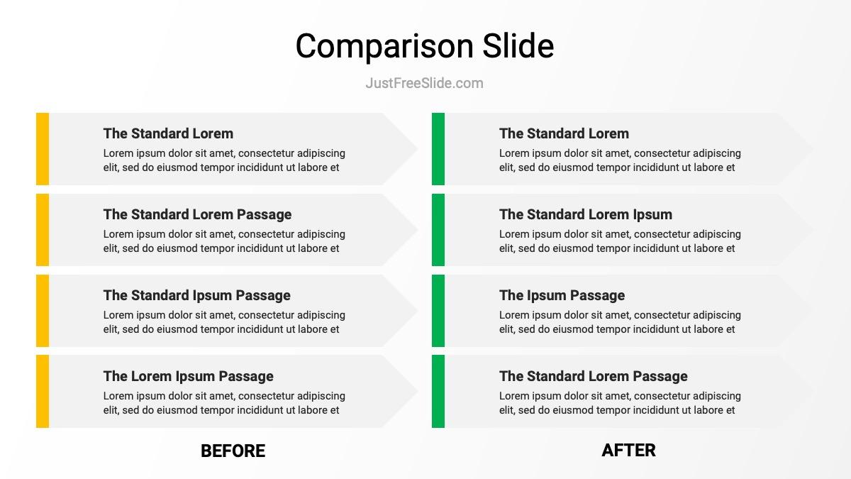 4 list comparison slide design