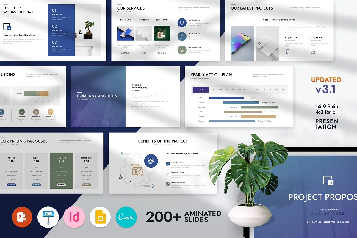 Project Proposal PowerPoint Template Preview, or pick of best animated Project Proposal Presentation Template