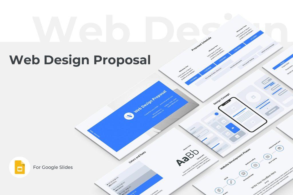 Web Design Proposal Google Slides Template preview, our pick of best project proposal Google Slides template for web design project