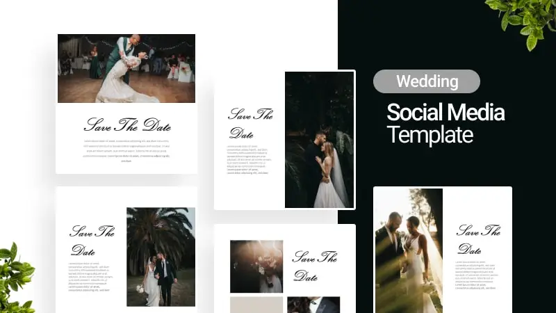 Preview of Wedding Social Media Template, our pick of the best free wedding PowerPoint template for social media