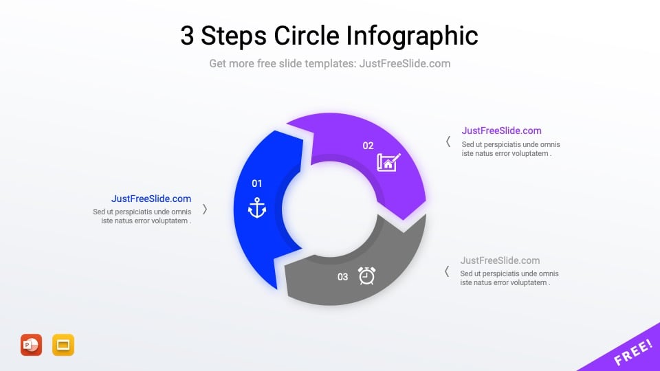 3 Steps Arrow Circle Diagram for PowerPoint and Google Slides