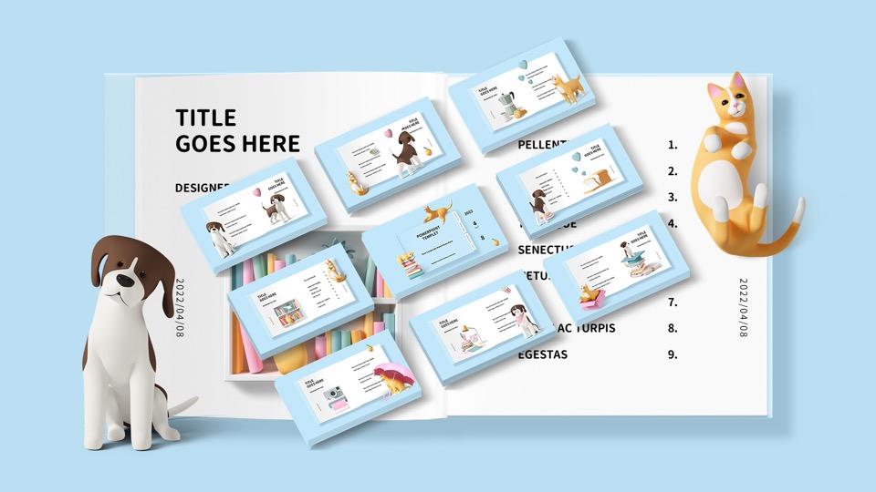 Cute 3D Notebook PowerPoint template Free Download