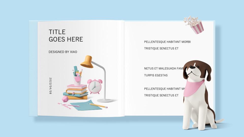Cute 3D Notebook PowerPoint template Free Download