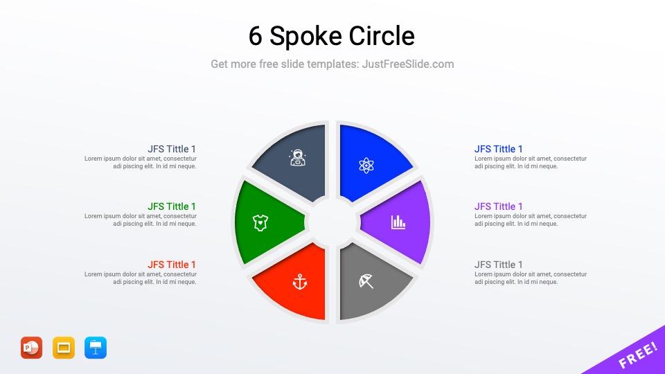 Free 6 spoke circle PowerPoint template