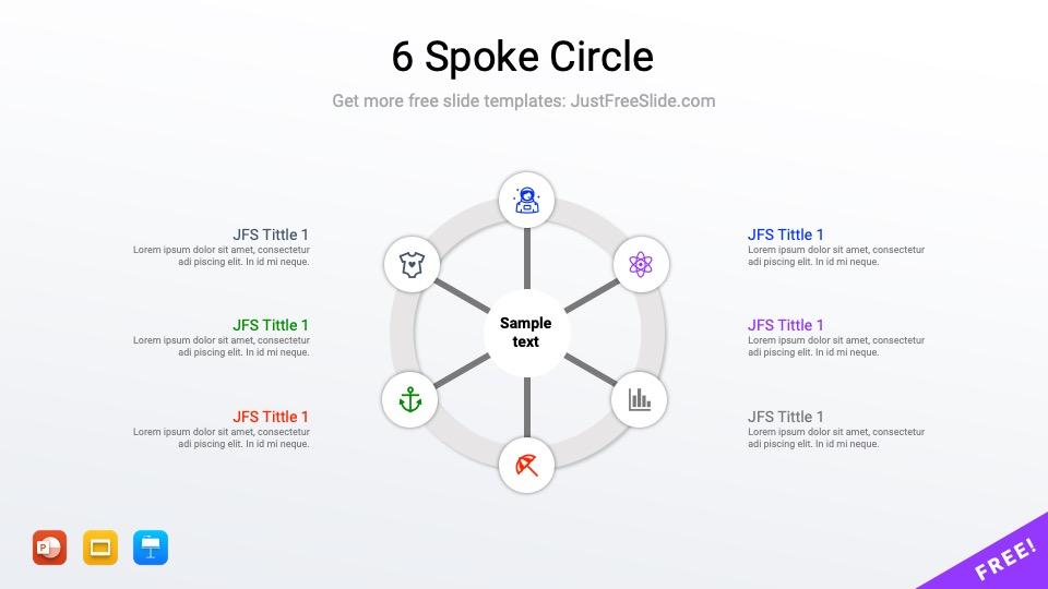 Free 6 spoke circle diagram template with icons