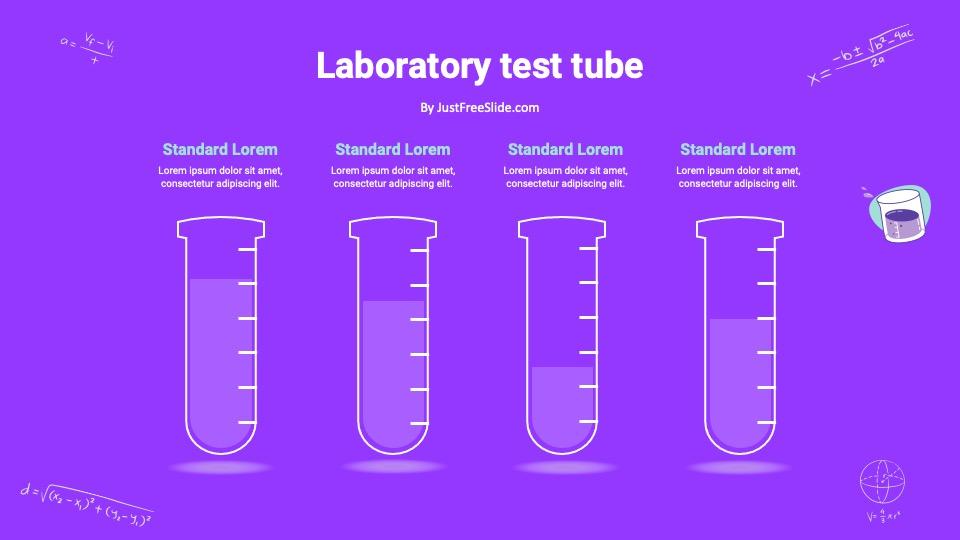 four laboratory test tube slide