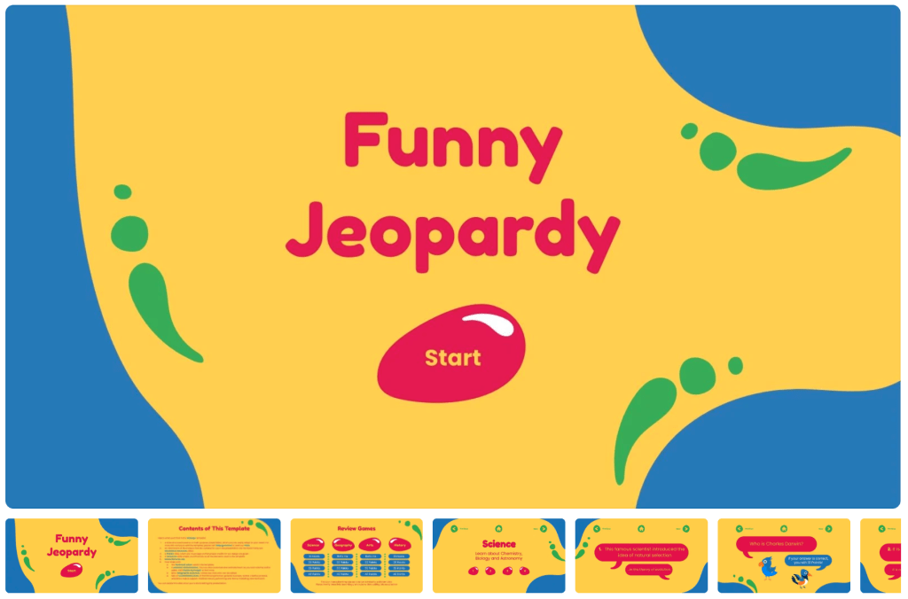 Funny Jeopardy Google Slides Template, Create by slidesgo