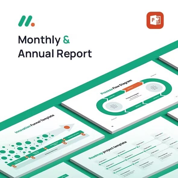 Monthly and Annual Report Infographic Powerpoint template