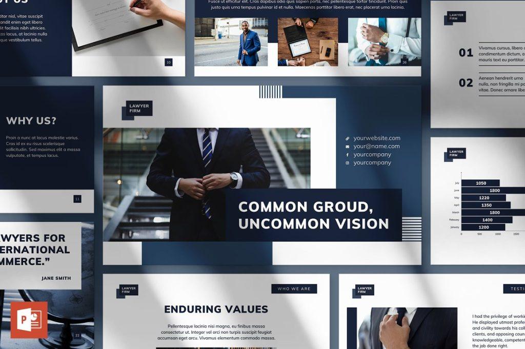 Preview of the law firm PowerPoint presentation template