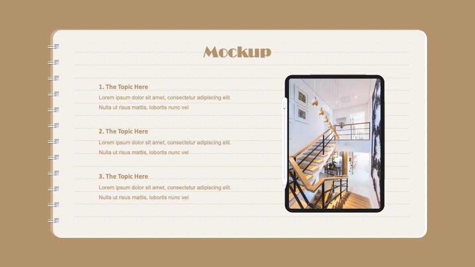 iPad pro mockup slide design - Free Spiral Notebook Google Slides Template