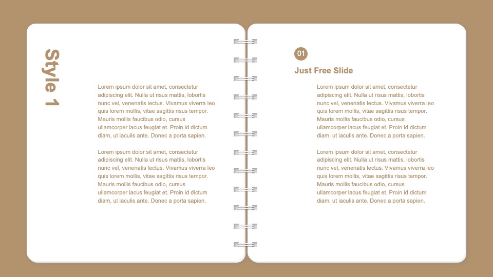 Open book slide design -Free Spiral Notebook Google Slides Template