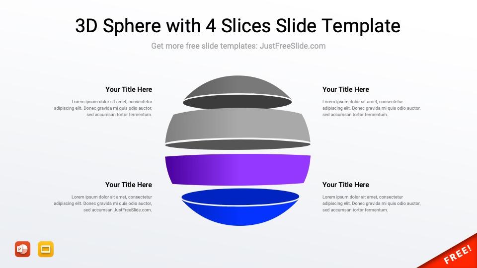 Free 3D Sphere with 4 Slices Slide Template
