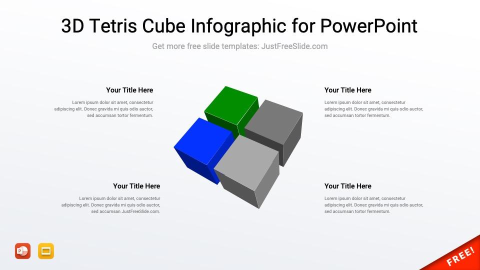 Free 3D Tetris Cube Infographic for PowerPoint